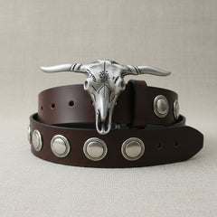 NEW Men Western Silver Metal Belt Buckle Long Horn Texas Cow Bull Skull Cowboys