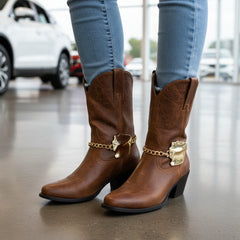 Brand New Women 2PCS Gold Metal Boot Chain Bracelet Artsy Charm Sculpture Shoe Anklet BC57