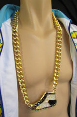 Brand New Men Gold Metal Chain Fashion Necklace Long Streetwear Bling Sneakers Shoe Pendant -  M9