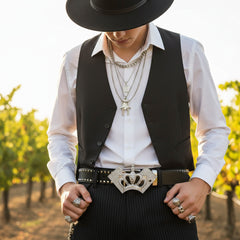 NEW Men Silver Metal Belt Buckle Street Fashion Bling King Crown Ace Cards Biker