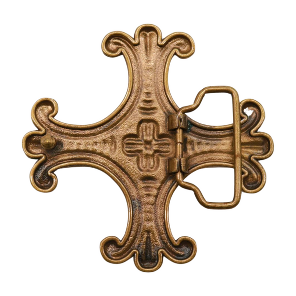 Brand New Men Women Belt Buckle Antique Gold Metal Jeremiah Cross Saint Maurice Weekend Wear
