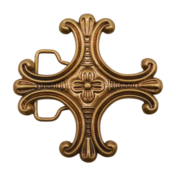Brand New Men Women Belt Buckle Antique Gold Metal Jeremiah Cross Saint Maurice Weekend Wear
