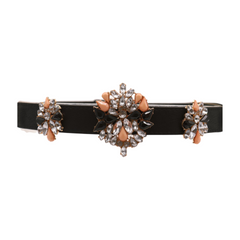 Black Elastic Skinny Belt Pink Bling Charms Fit Size S M