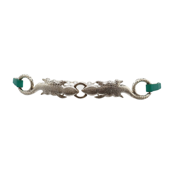 Brand New Women Silver Metal Chain Gecko Lizard Charm Belt Green Strap Size S M L