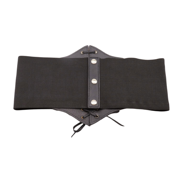 Brand New Women Black Elastic Band High Waist Corset Belt Shiny Silver Gold Sequins S M