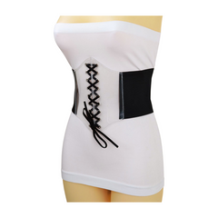Black Wide High Waist Corset Fashionable Belt Clear Front Detail Size S M