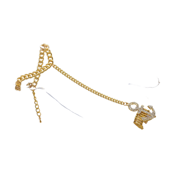 Women Gold Metal Hand Chain Wrist Bracelet Connected Anchor Ring
