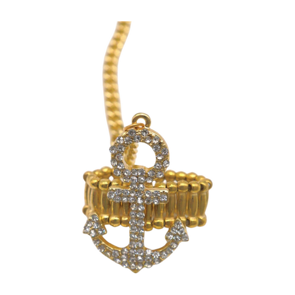 Women Gold Metal Hand Chain Wrist Bracelet Connected Anchor Ring