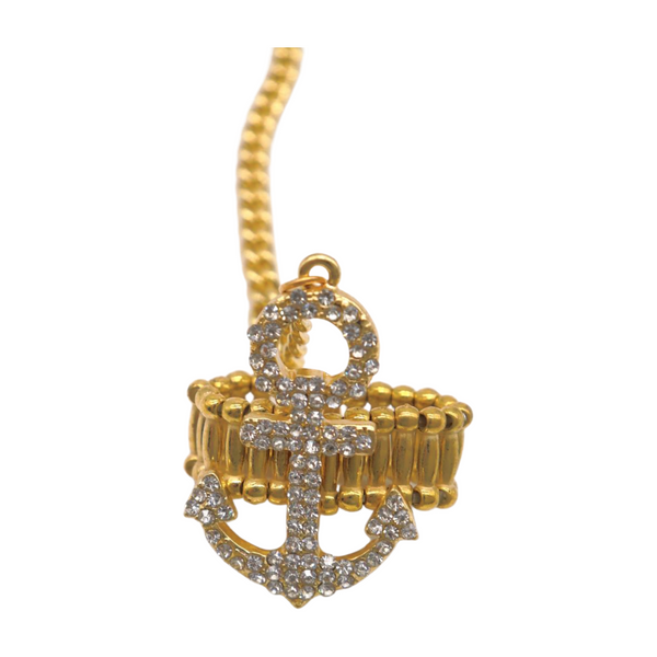 Women Gold Metal Hand Chain Wrist Bracelet Connected Anchor Ring
