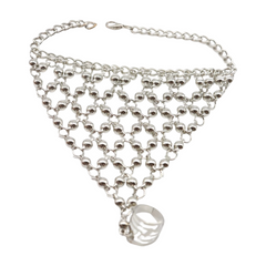 Silver Metal Hand Chain Bracelet Ball Charms Ring Connected One Size