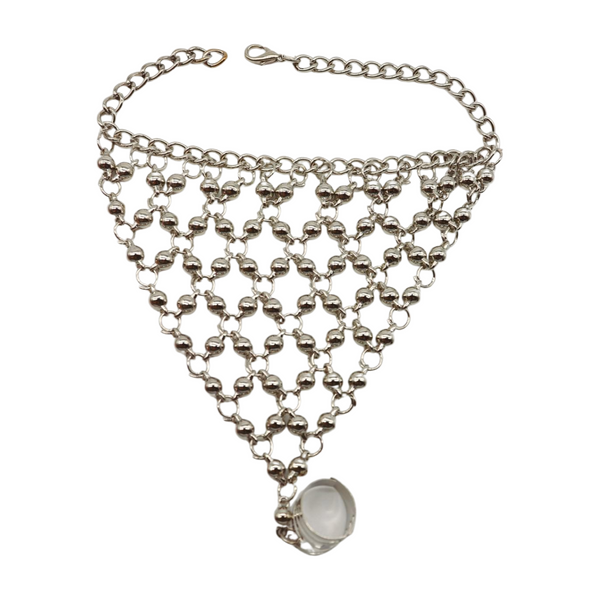 Brand New Women Silver Metal Hand Chain Bracelet Ball Charms Ring Connected One Size