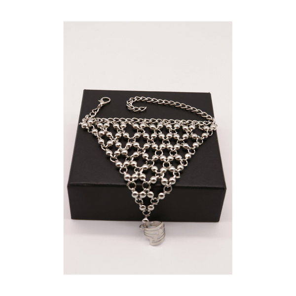 Brand New Women Silver Metal Hand Chain Bracelet Ball Charms Ring Connected One Size