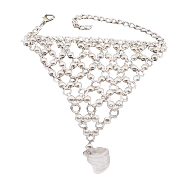 Brand New Women Silver Metal Hand Chain Bracelet Ball Charms Ring Connected One Size
