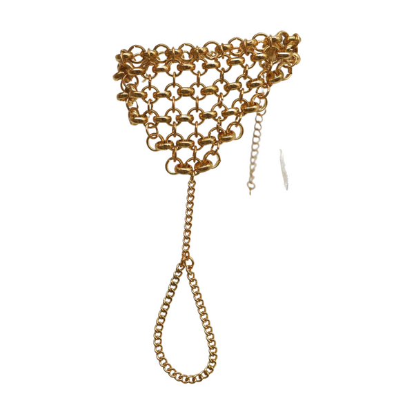 Brand New Women Gold Metal Hand Chain Wrist Bracelet Multi Links Conncted Ring