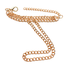 Women Gold Metal Hand Chain 2 Rows Bracelet Connected Ring