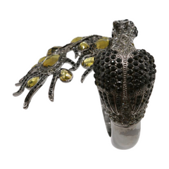 Black Metal Cuff Bracelet Fashion Peacock Feather Bold Statement