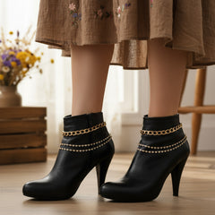 Brand New Women 2PCS Gold Metal Boot Chain Bracelet 3 Strands Charm Shoe Anklet BC73