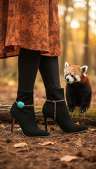 Brand New Women Gold Metal Chain Boot Bracelet Shoe Turquoise Blue Bead Charm Southwestern SET BC113