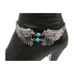 Silver Metal Boot Chain Bracelet Shoe Angel Wings Charm