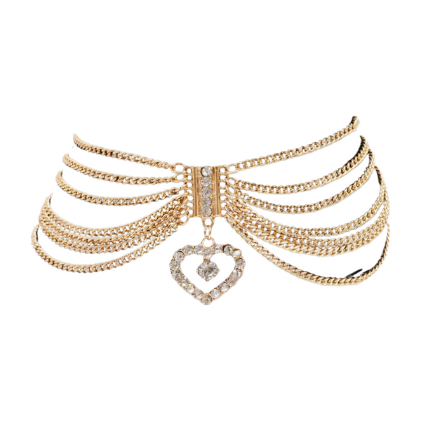 Brand New Women Gold Metal Chain Boot Bracelet Shoe Heart Charm