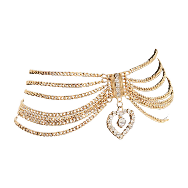Brand New Women Gold Metal Chain Boot Bracelet Shoe Heart Charm
