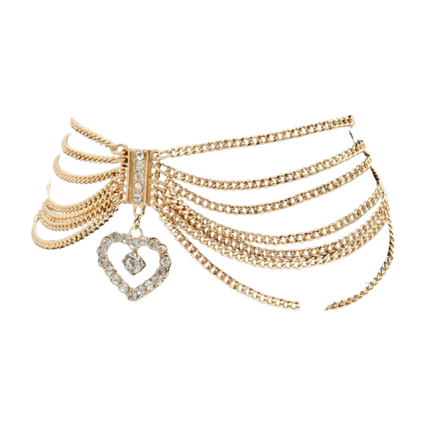 Brand New Women Gold Metal Chain Boot Bracelet Shoe Heart Charm