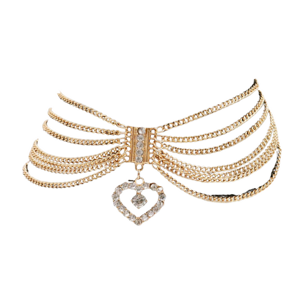Brand New Women Gold Metal Chain Boot Bracelet Shoe Heart Charm