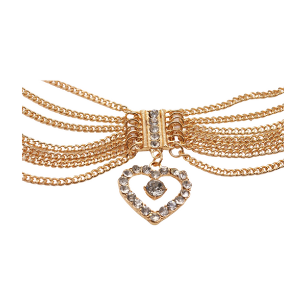Brand New Women Gold Metal Chain Boot Bracelet Shoe Heart Charm