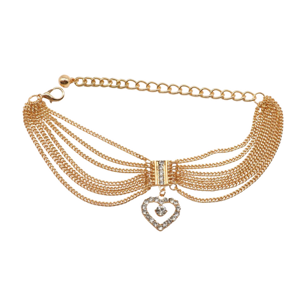 Brand New Women Gold Metal Chain Boot Bracelet Shoe Heart Charm
