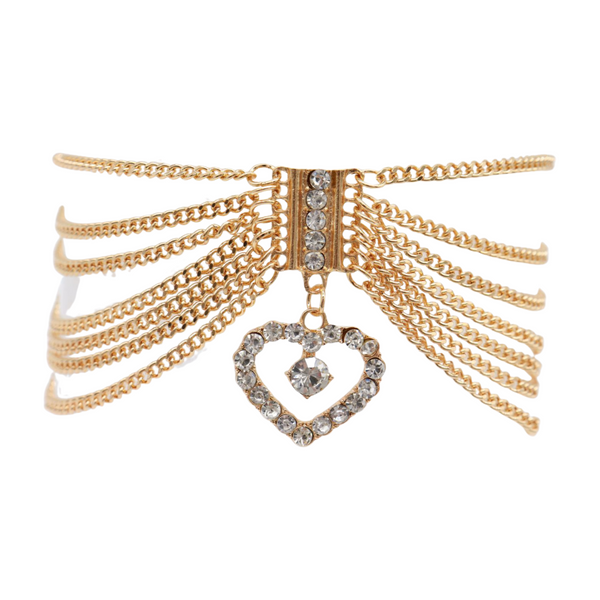 Brand New Women Gold Metal Chain Boot Bracelet Shoe Heart Charm