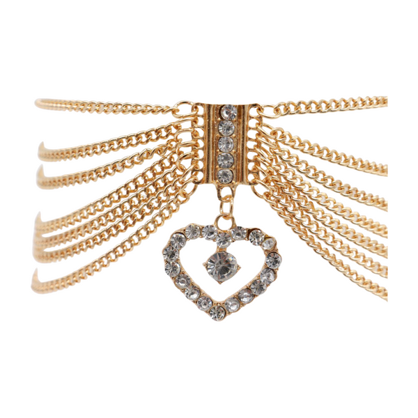 Brand New Women Gold Metal Chain Boot Bracelet Shoe Heart Charm