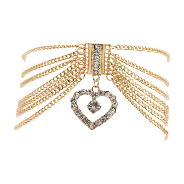 Brand New Women Gold Metal Chain Boot Bracelet Shoe Heart Charm