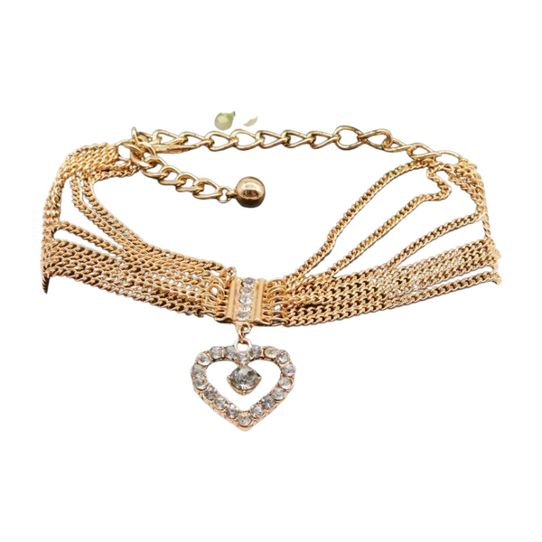 Brand New Women Gold Metal Chain Boot Bracelet Shoe Heart Charm