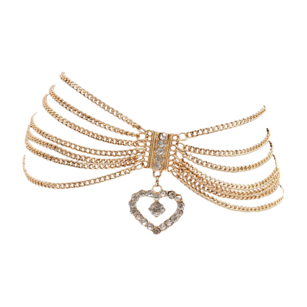 Brand New Women Gold Metal Chain Boot Bracelet Shoe Heart Charm