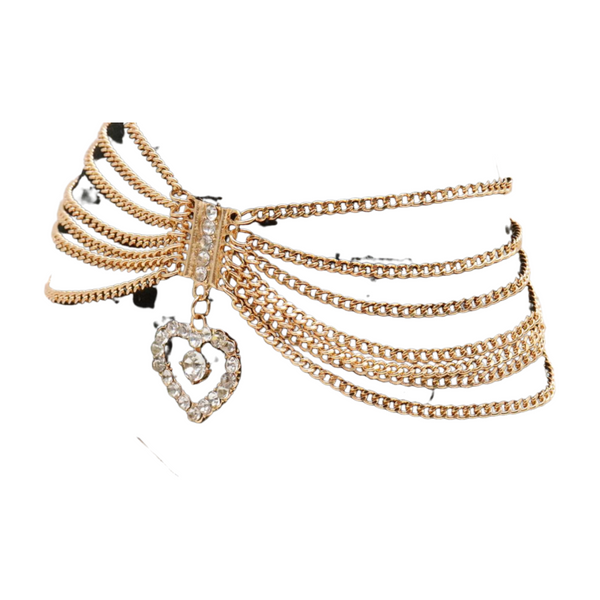 Brand New Women Gold Metal Chain Boot Bracelet Shoe Heart Charm