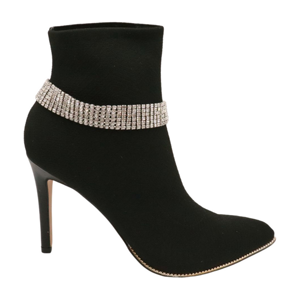 Brand New Women Silver Metal Boot Chain Bracelet Shoe Bling Rhinestones Charm