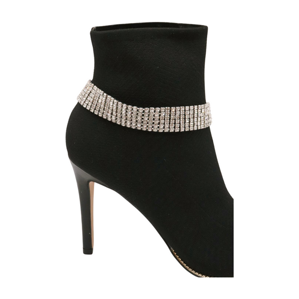 Brand New Women Silver Metal Boot Chain Bracelet Shoe Bling Rhinestones Charm