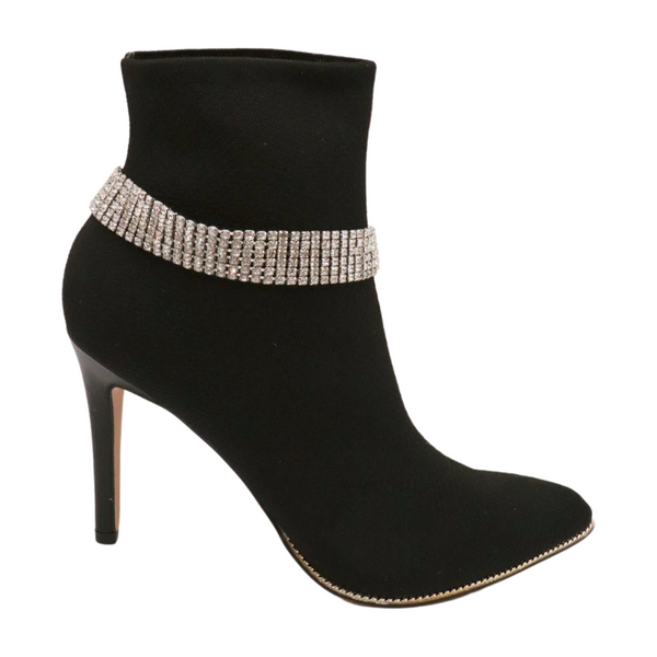 Brand New Women Silver Metal Boot Chain Bracelet Shoe Bling Rhinestones Charm