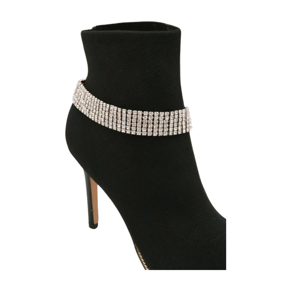 Brand New Women Silver Metal Boot Chain Bracelet Shoe Bling Rhinestones Charm
