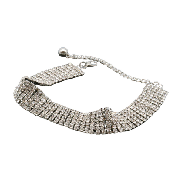 Brand New Women Silver Metal Boot Chain Bracelet Shoe Bling Rhinestones Charm