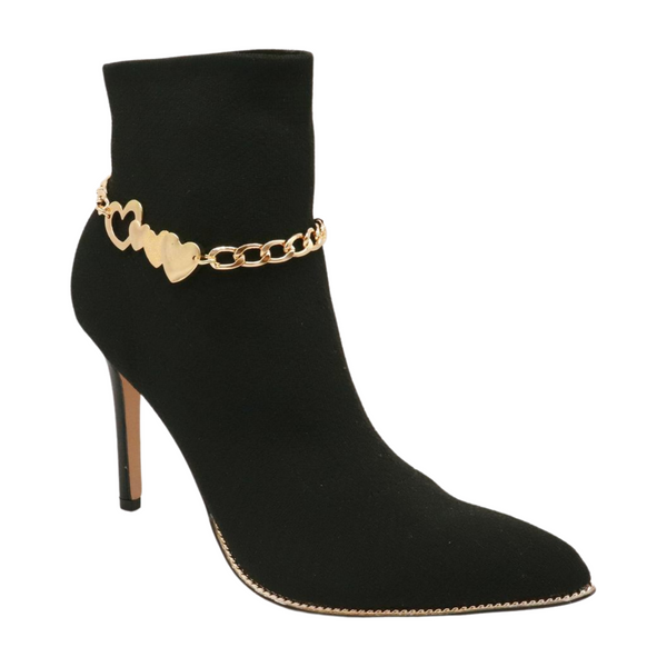 Brand New Women Gold Metal Chain Boot Bracelet Shoe Heart Charm