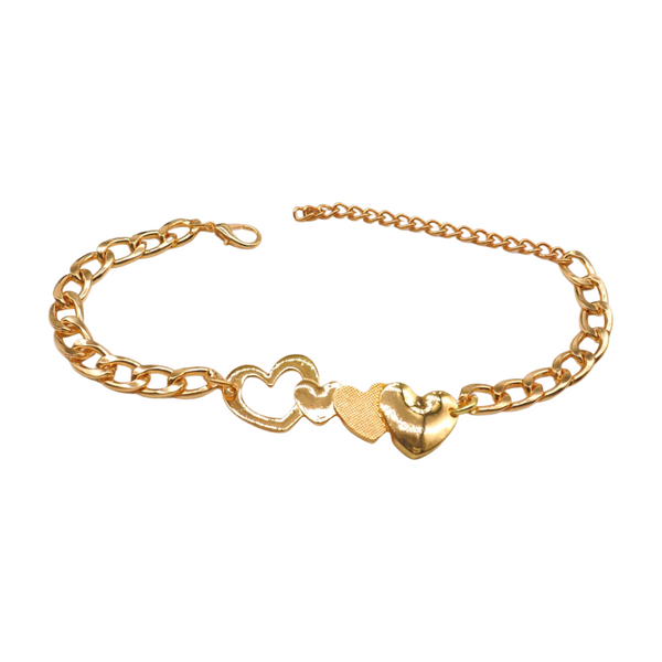 Brand New Women Gold Metal Chain Boot Bracelet Shoe Heart Charm
