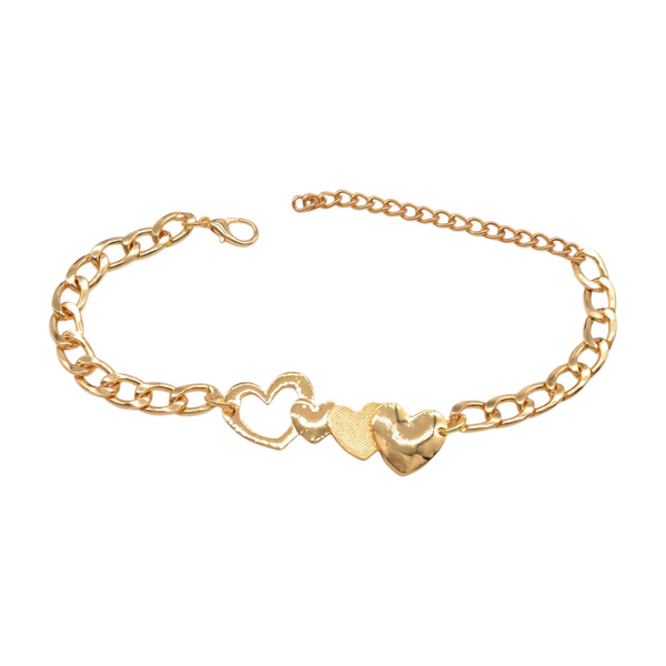 Brand New Women Gold Metal Chain Boot Bracelet Shoe Heart Charm