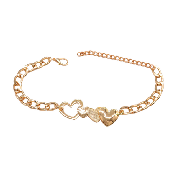 Brand New Women Gold Metal Chain Boot Bracelet Shoe Heart Charm