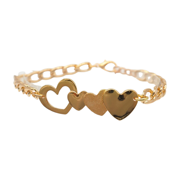 Brand New Women Gold Metal Chain Boot Bracelet Shoe Heart Charm