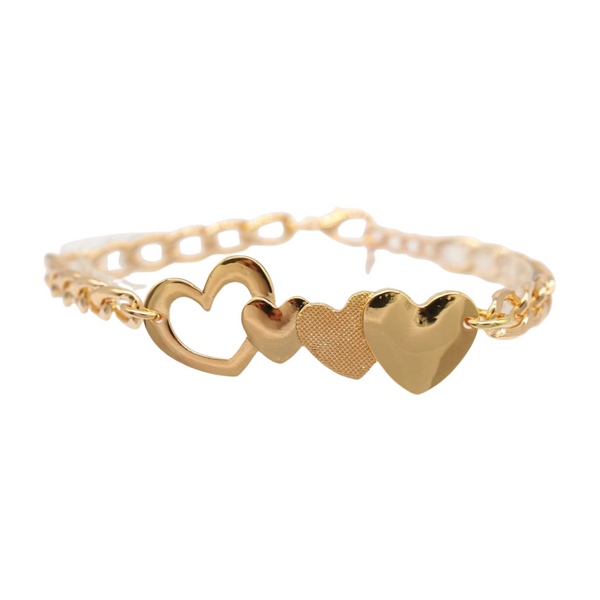 Brand New Women Gold Metal Chain Boot Bracelet Shoe Heart Charm