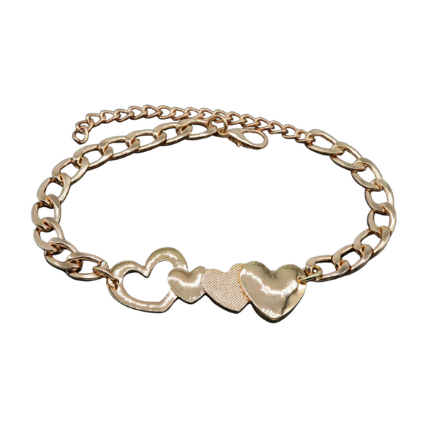 Brand New Women Gold Metal Chain Boot Bracelet Shoe Heart Charm