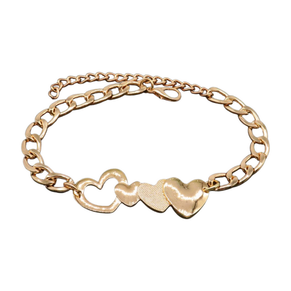 Brand New Women Gold Metal Chain Boot Bracelet Shoe Heart Charm