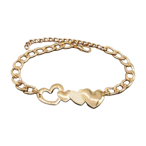 Brand New Women Gold Metal Chain Boot Bracelet Shoe Heart Charm