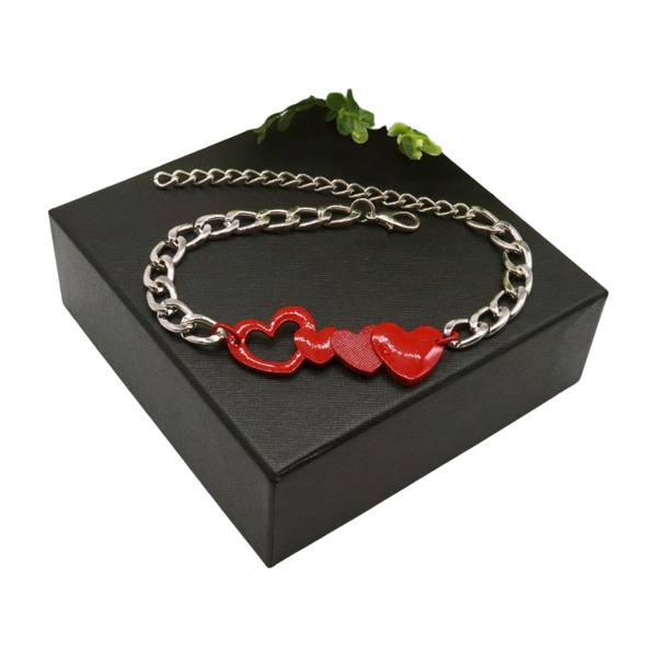 Brand New Women Silver Metal Boot Chain Bracelet Shoe Red Heart Charm